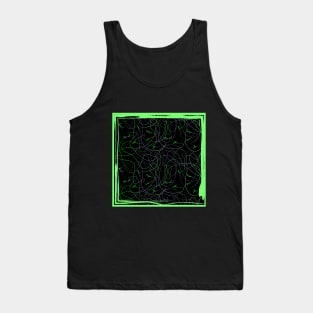 Abstraction with doodles in green frame Tank Top